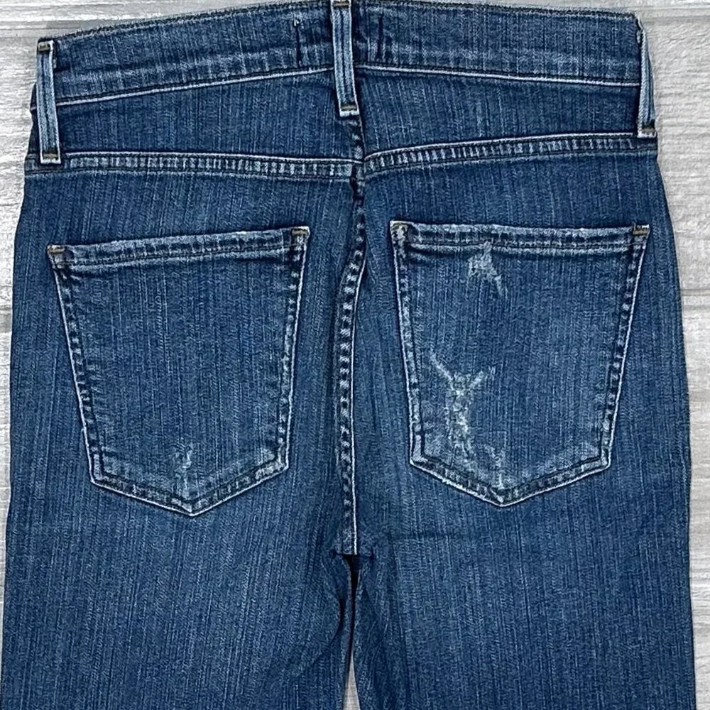 Agolde Sophie Mid-Rise Distressed Skinny Crop Jeans in Santa Fe Blue Size 26